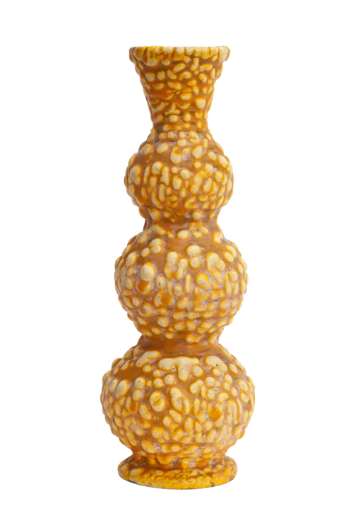 Sárga mázas, texturált kerámia váza Gorka stílusban